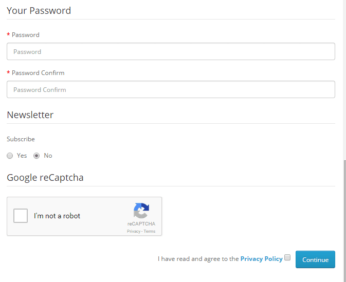 Activate google recaptcha at registration page in Opencart