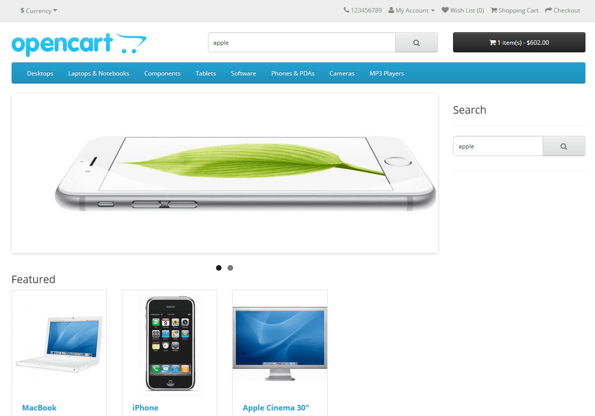 sidebar search opencart module free