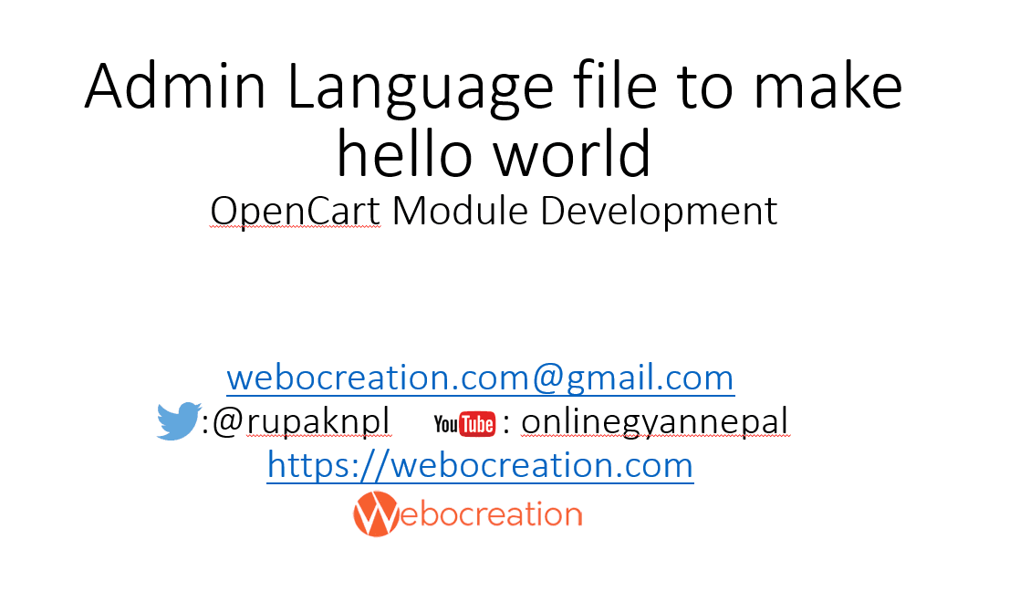 Featured image for Admin Language file to make hello world - OpenCart Module Development