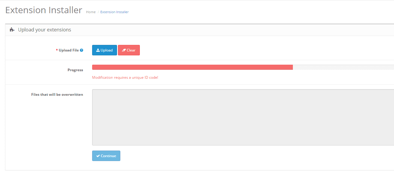 Featured image for OpenCart error : Modification requires a unique ID code!