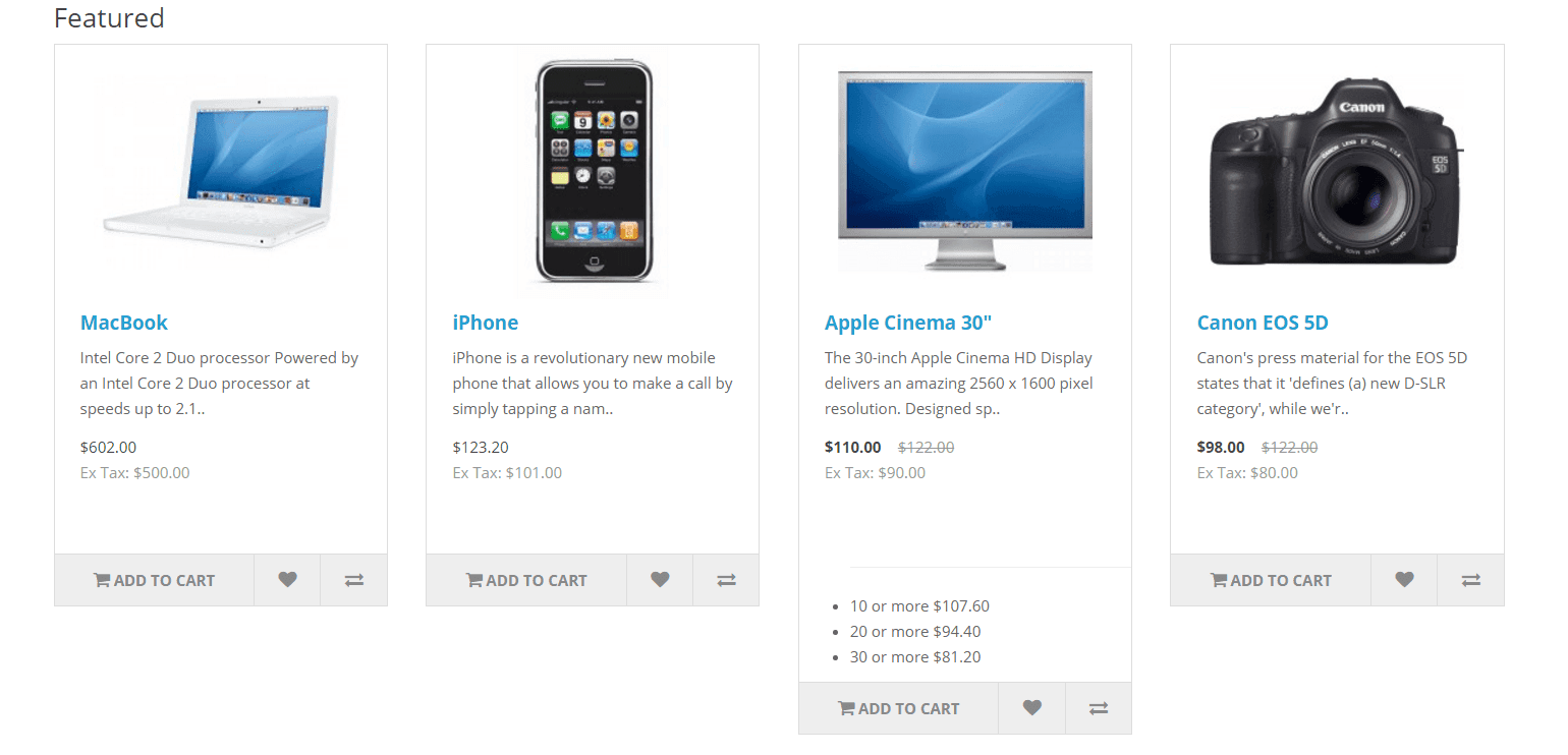 Featured image for Show discounts at featured module OpenCart 2.3 for free