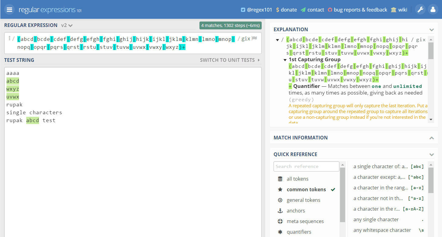 Featured image for Regex to find the four sequential characters in PHP