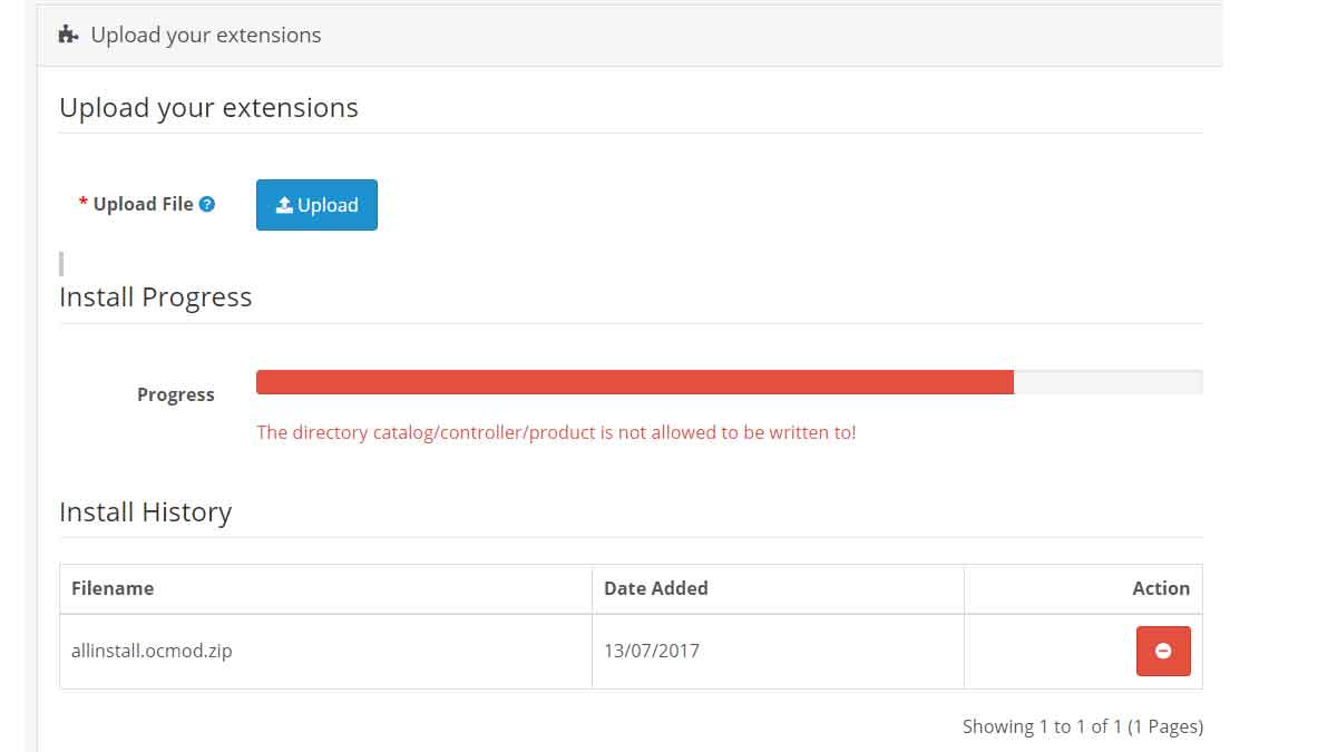 The directory catalog/controller/product is not allowed