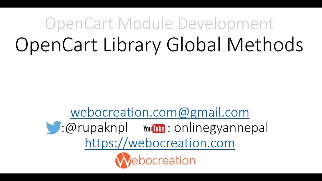 Featured image for OpenCart 3 Library Global objects Methods – OpenCart video training