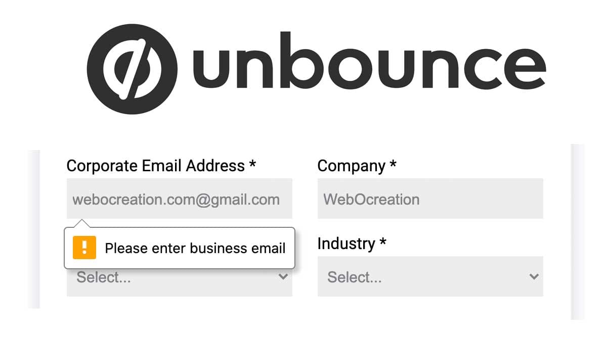 Unbounce Email validation